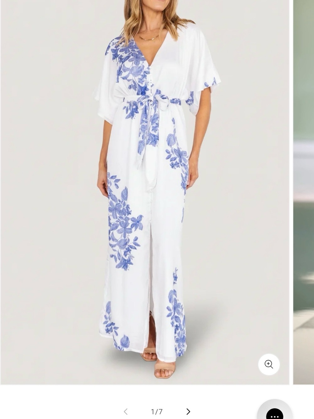 BALTIC BORN White and Blue Floral Kimono Maxi Dress